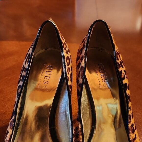 Guess by Marciano, Peep Toe Stiletto Heels, Size 6.5", Leopard Animal Print - Picture 5 of 10